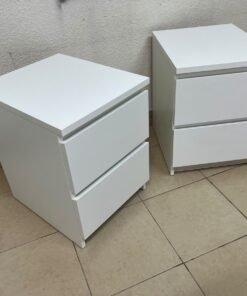 Two side tables (nightstands) with two drawers, featuring a white design similar to the famous IKEA MALM style. - Image 7