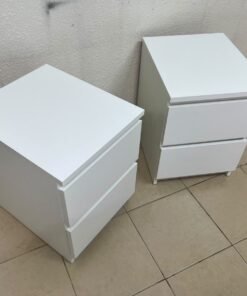 Two side tables (nightstands) with two drawers, featuring a white design similar to the famous IKEA MALM style. - Image 5