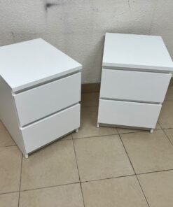 Two side tables (nightstands) with two drawers, featuring a white design similar to the famous IKEA MALM style. - Image 11