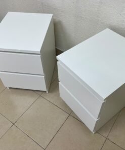 Two side tables (nightstands) with two drawers, featuring a white design similar to the famous IKEA MALM style. - Image 12