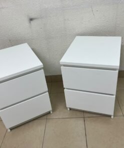 Two side tables (nightstands) with two drawers, featuring a white design similar to the famous IKEA MALM style. - Image 13