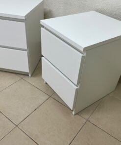 Two side tables (nightstands) with two drawers, featuring a white design similar to the famous IKEA MALM style. - Image 8