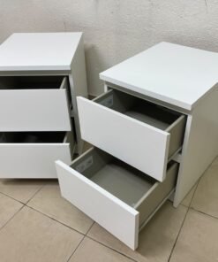 Two side tables (nightstands) with two drawers, featuring a white design similar to the famous IKEA MALM style. - Image 10