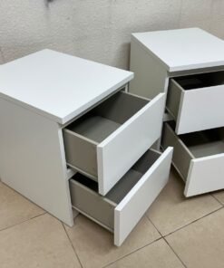 Two side tables (nightstands) with two drawers, featuring a white design similar to the famous IKEA MALM style. - Image 4