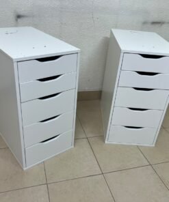 Two white IKEA ALEX drawer units (36x70 cm), featuring a practical and stylish design suitable for organizing items or serving as a desk base. - Image 16