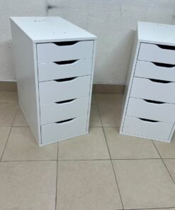 Two white IKEA ALEX drawer units (36x70 cm), featuring a practical and stylish design suitable for organizing items or serving as a desk base. - Image 17