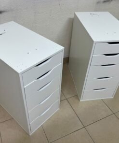 Two white IKEA ALEX drawer units (36x70 cm), featuring a practical and stylish design suitable for organizing items or serving as a desk base. - Image 4