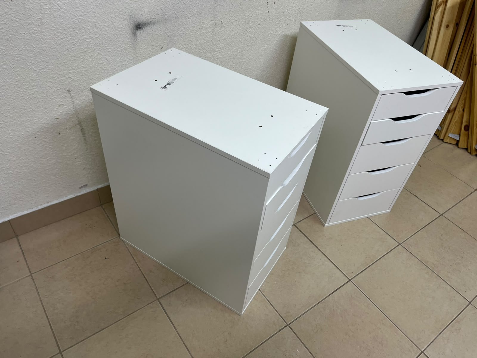 Two white IKEA ALEX drawer units (36x70 cm), featuring a practical and stylish design suitable for organizing items or serving as a desk base. - Image 7