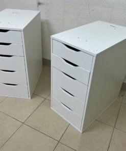Two white IKEA ALEX drawer units (36x70 cm), featuring a practical and stylish design suitable for organizing items or serving as a desk base.