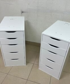 Two white IKEA ALEX drawer units (36x70 cm), featuring a practical and stylish design suitable for organizing items or serving as a desk base. - Image 13