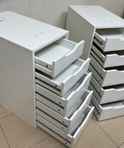 Two white IKEA ALEX drawer units (36x70 cm), featuring a practical and stylish design suitable for organizing items or serving as a desk base. - Image 14