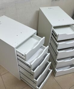 Two white IKEA ALEX drawer units (36x70 cm), featuring a practical and stylish design suitable for organizing items or serving as a desk base. - Image 18