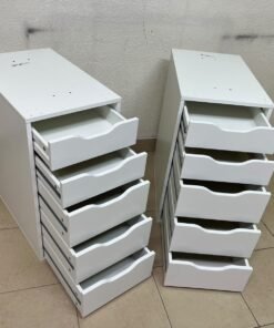Two white IKEA ALEX drawer units (36x70 cm), featuring a practical and stylish design suitable for organizing items or serving as a desk base. - Image 3