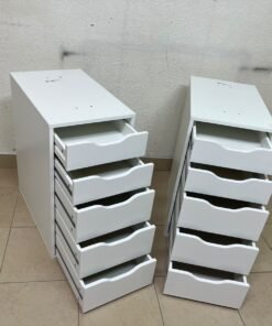 Two white IKEA ALEX drawer units (36x70 cm), featuring a practical and stylish design suitable for organizing items or serving as a desk base. - Image 5