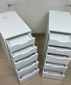 Two white IKEA ALEX drawer units (36x70 cm), featuring a practical and stylish design suitable for organizing items or serving as a desk base. - Image 8