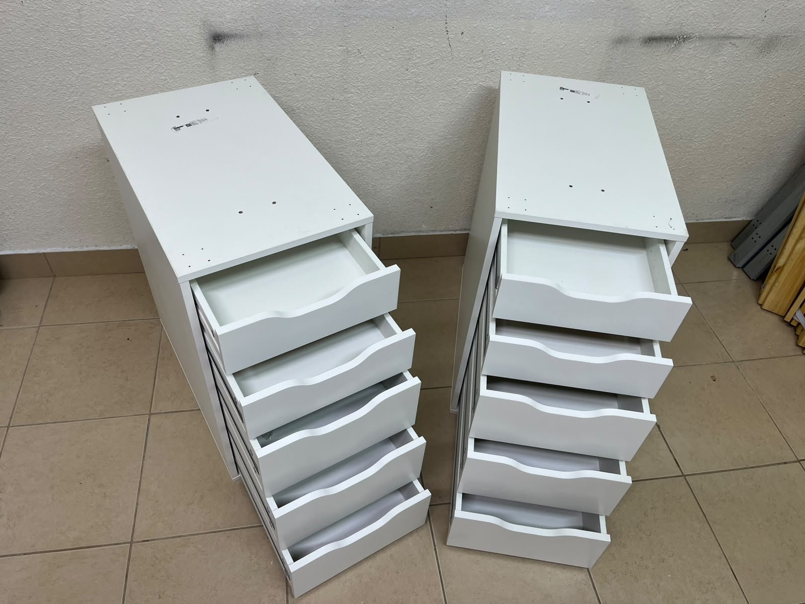 Two white IKEA ALEX drawer units (36x70 cm), featuring a practical and stylish design suitable for organizing items or serving as a desk base. - Image 8