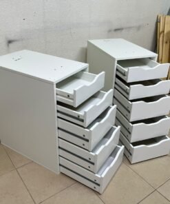 Two white IKEA ALEX drawer units (36x70 cm), featuring a practical and stylish design suitable for organizing items or serving as a desk base. - Image 10
