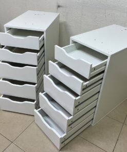 Two white IKEA ALEX drawer units (36x70 cm), featuring a practical and stylish design suitable for organizing items or serving as a desk base. - Image 12