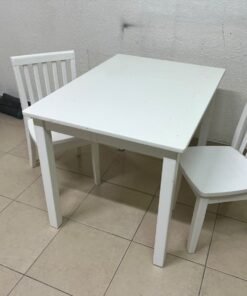 Home Centre children's table and two-chair set featuring a white wood design. - Image 10