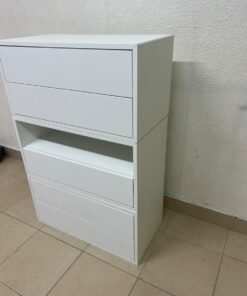 A white storage unit from IKEA’s EKET system, featuring a modular design that combines drawers with open storage space. - Image 7