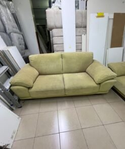 A light green (or light olive) velvet sofa set featuring a comfortable, wide design with prominent armrests. - Image 5