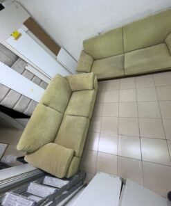 A light green (or light olive) velvet sofa set featuring a comfortable, wide design with prominent armrests. - Image 10