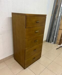 A tall, classic-style wooden chest of drawers, featuring elegant gold metal handles neatly arranged on each drawer. - Image 6
