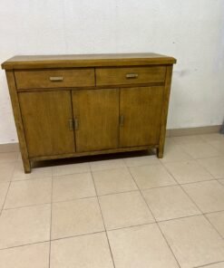 A practical wooden sideboard featuring two upper drawers and three doors fitted with stylish metal handles. - Image 10