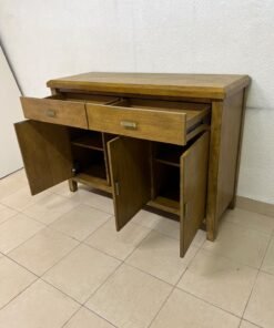 A practical wooden sideboard featuring two upper drawers and three doors fitted with stylish metal handles. - Image 6