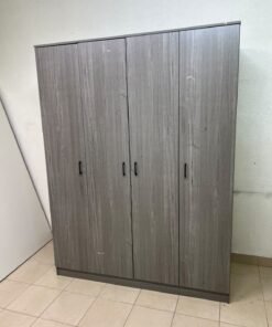 The image shows the Jamora four-door wardrobe from Danube Home, featuring a warm grey color and a practical design with hinged doors and simple black handles. - Image 3