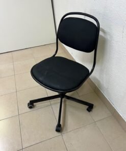 A comfortable office chair featuring a black backrest, built-in lumbar support, and a metal base. - Image 8