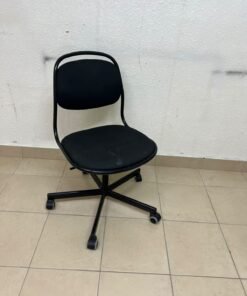 A comfortable office chair featuring a black backrest, built-in lumbar support, and a metal base. - Image 2