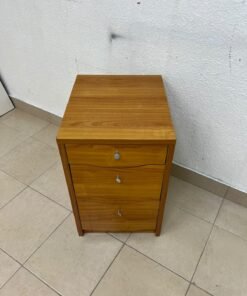 A wooden side table (nightstand) featuring three drawers with slightly curved fronts and small, round handles. - Image 6