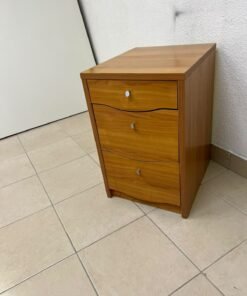 A wooden side table (nightstand) featuring three drawers with slightly curved fronts and small, round handles. - Image 7