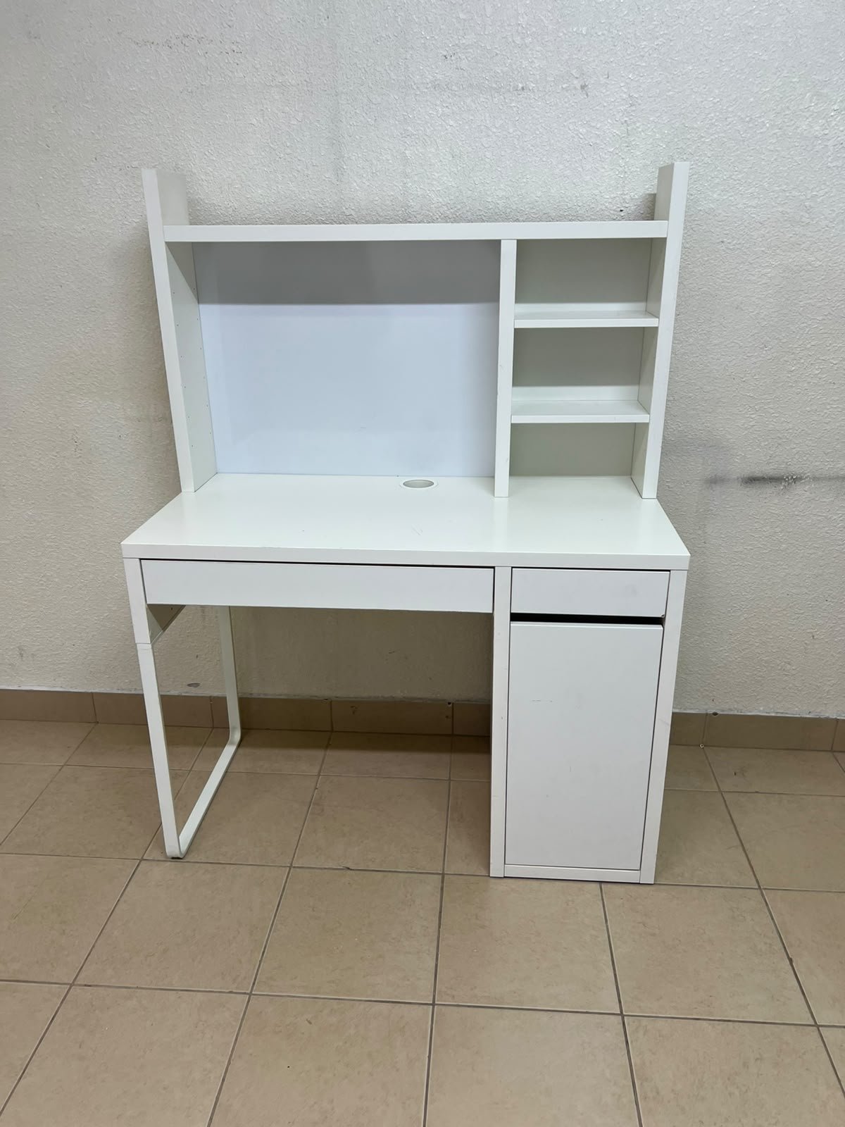 MICKE desk with high add-on unit in white from IKEA. - Image 3