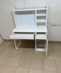 MICKE desk with high add-on unit in white from IKEA. - Image 6