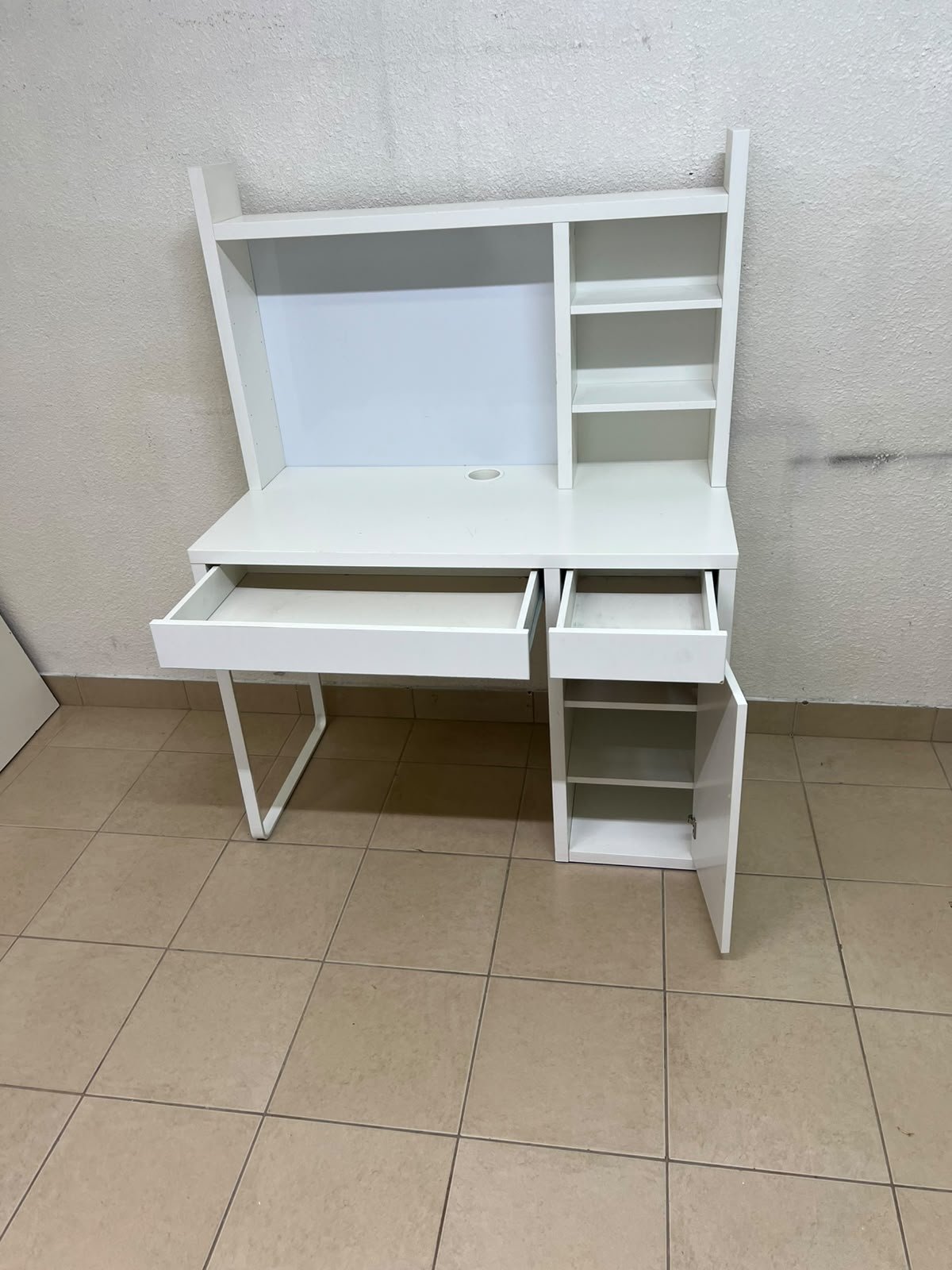 MICKE desk with high add-on unit in white from IKEA. - Image 6