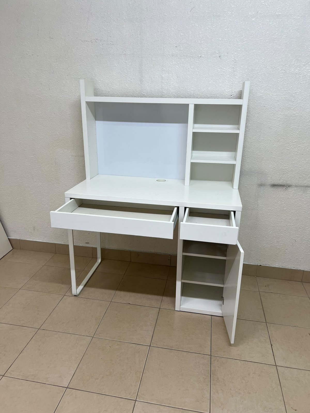 MICKE desk with high add-on unit in white from IKEA. - Image 7
