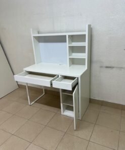 MICKE desk with high add-on unit in white from IKEA. - Image 8