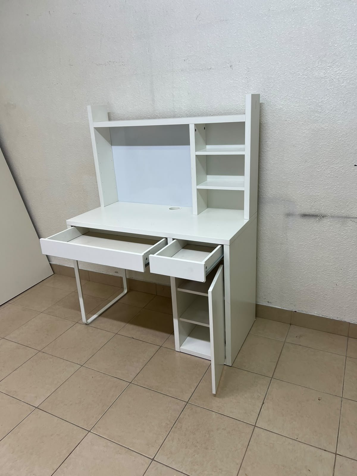 MICKE desk with high add-on unit in white from IKEA. - Image 8