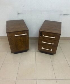 Wooden side/office drawer unit (storage cabinet) in Dark Walnut finish, featuring metal handles and a lock on the top drawer. - Image 8