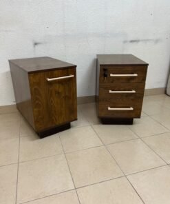 Wooden side/office drawer unit (storage cabinet) in Dark Walnut finish, featuring metal handles and a lock on the top drawer. - Image 9