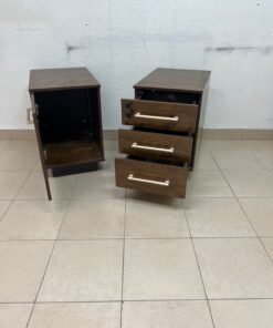 Wooden side/office drawer unit (storage cabinet) in Dark Walnut finish, featuring metal handles and a lock on the top drawer. - Image 10