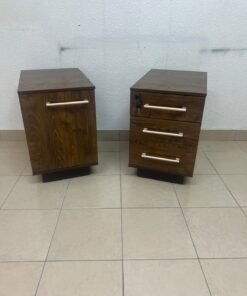 Wooden side/office drawer unit (storage cabinet) in Dark Walnut finish, featuring metal handles and a lock on the top drawer. - Image 2