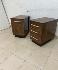 Wooden side/office drawer unit (storage cabinet) in Dark Walnut finish, featuring metal handles and a lock on the top drawer.