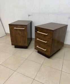 Wooden side/office drawer unit (storage cabinet) in Dark Walnut finish, featuring metal handles and a lock on the top drawer. - Image 5
