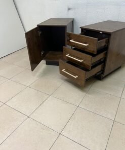 Wooden side/office drawer unit (storage cabinet) in Dark Walnut finish, featuring metal handles and a lock on the top drawer. - Image 6