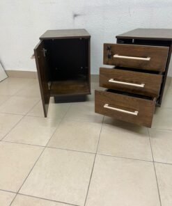 Wooden side/office drawer unit (storage cabinet) in Dark Walnut finish, featuring metal handles and a lock on the top drawer. - Image 7