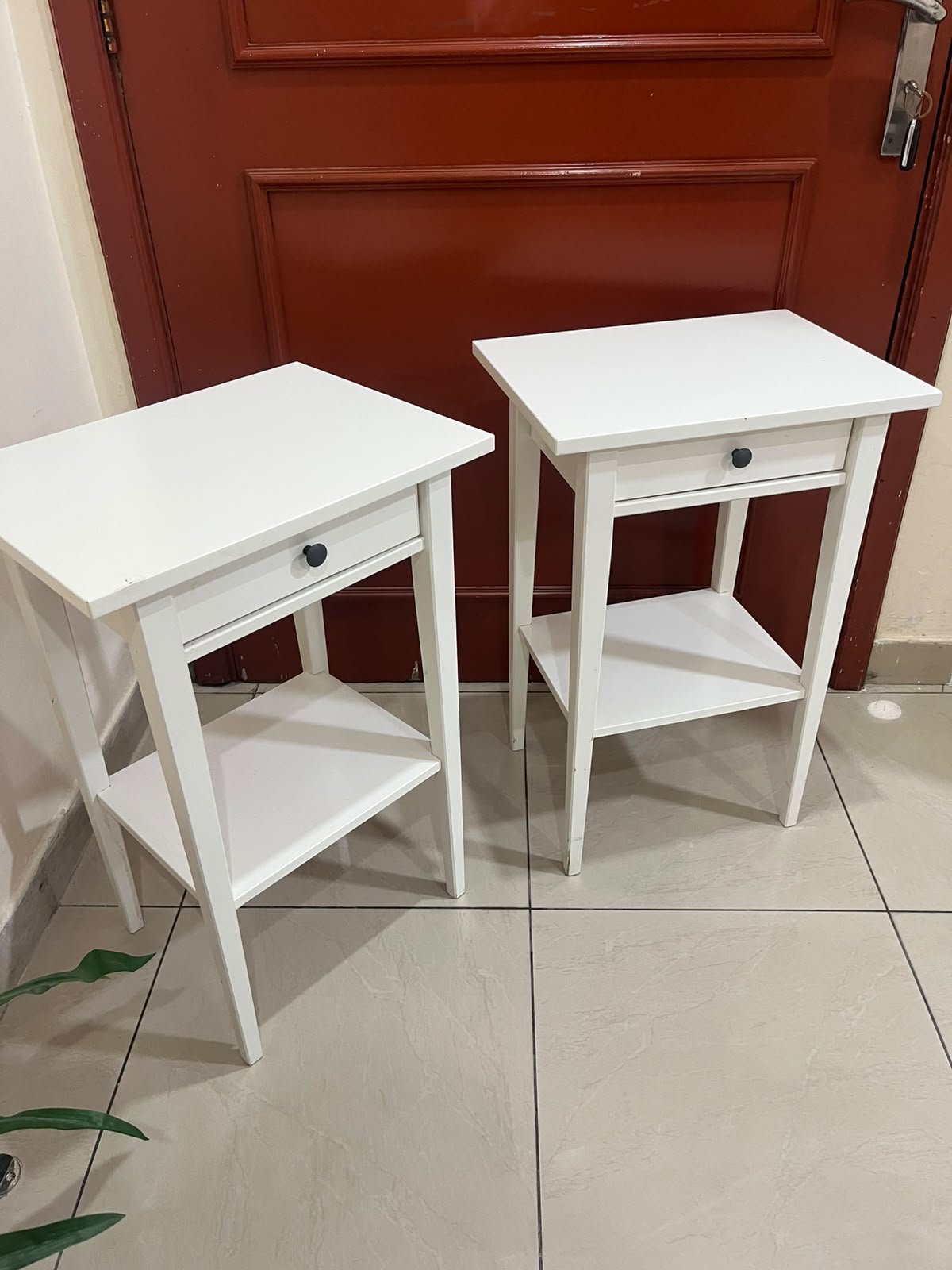 Two white IKEA HEMNES bedside tables (approximately 46x35 cm) made of solid wood. - Image 10