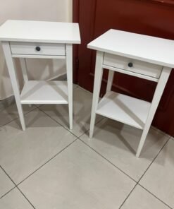 Two white IKEA HEMNES bedside tables (approximately 46x35 cm) made of solid wood. - Image 11